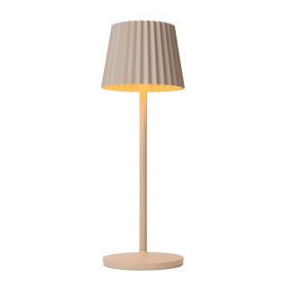 Lucide JUSTINE - Lampe de table Rechargeable Intérieur/Extérieur - Batterie/Piles - LED - L 13,5 x P 13,5 x H 38 cm - Crème