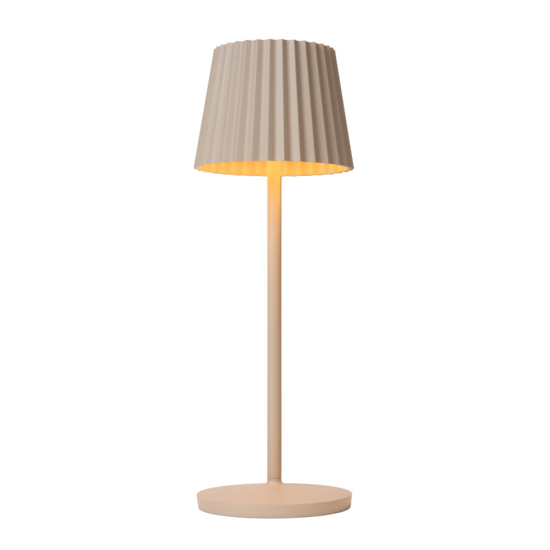 Lucide JUSTINE - Lampe de table Rechargeable Intérieur/Extérieur - Batterie/Piles - LED - L 13,5 x P 13,5 x H 38 cm - Crème