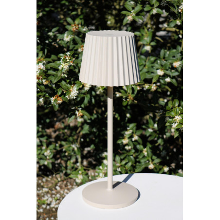 Lucide JUSTINE - Lampe de table Rechargeable Intérieur/Extérieur - Batterie/Piles - LED - L 13,5 x P 13,5 x H 38 cm - Crème