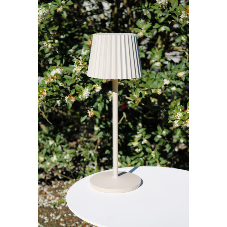 Lucide JUSTINE - Lampe de table Rechargeable Intérieur/Extérieur - Batterie/Piles - LED - L 13,5 x P 13,5 x H 38 cm - Crème