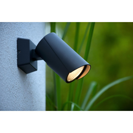 Lucide MANAL - Spot mural / Applique mural Intérieur/Extérieur - LED - 1x13W 3000K - IP65 - Anthracite
