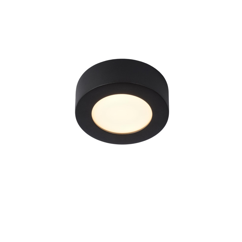 Lucide BRICE-LED - Plafonnier Salle de bains - Ø 11,7 cm - LED Dim. - 1x8W 3000K - IP44 - Noir