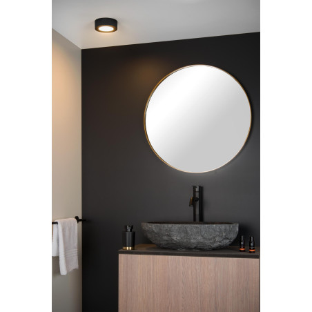 Lucide BRICE-LED - Plafonnier Salle de bains - Ø 11,7 cm - LED Dim. - 1x8W 3000K - IP44 - Noir