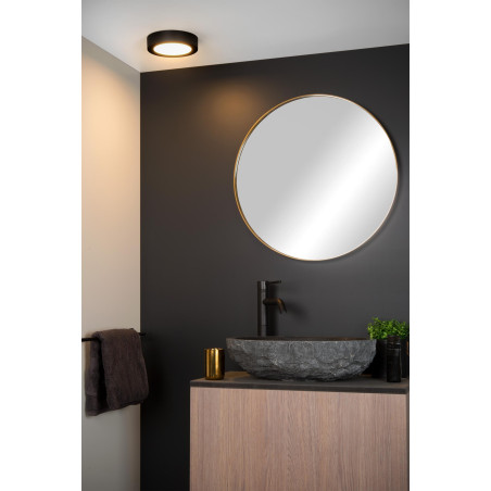 Lucide BRICE-LED - Plafonnier Salle de bains - Ø 18 cm - LED Dim. - 1x12W 3000K - IP44 - Noir
