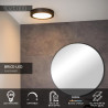 Lucide BRICE-LED - Plafonnier Salle de bains - Ø 24 cm - LED Dim. - 1x15W 3000K - IP44 - Noir