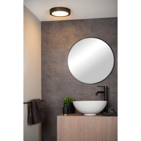 Lucide BRICE-LED - Plafonnier Salle de bains - Ø 24 cm - LED Dim. - 1x15W 3000K - IP44 - Noir