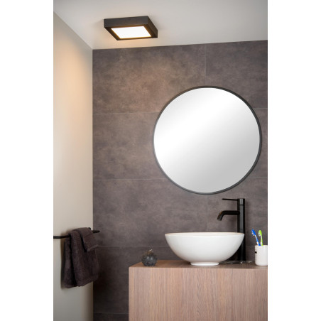 Lucide BRICE-LED - Plafonnier Salle de bains - LED Dim. - 1x22W 3000K - IP44 - Noir