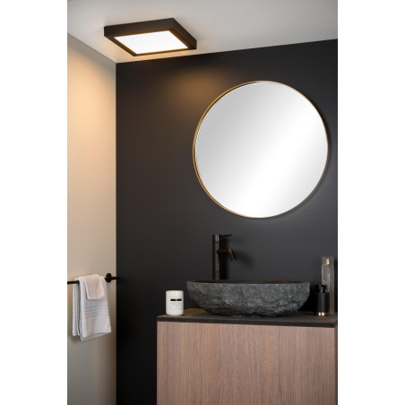 Lucide BRICE-LED - Plafonnier Salle de bains - LED Dim. - 1x30W 3000K - IP44 - Noir