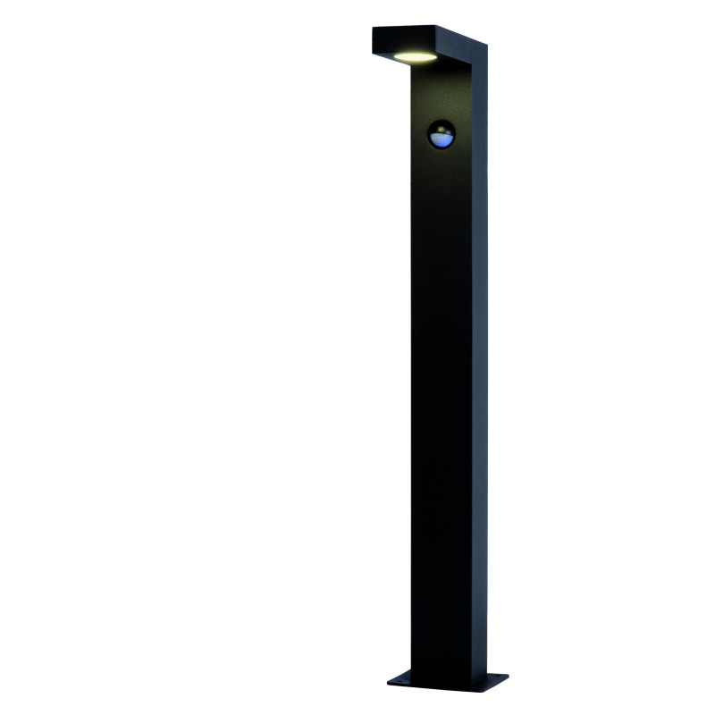 Lucide TEXAS-IR - Borne extérieur - LED - 1x7W 3000K - IP54- Détecteur De Mouvement & Jour/Nuit (désactivable) - Anthracite