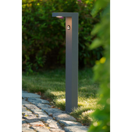 Lucide TEXAS-IR - Borne extérieur - LED - 1x7W 3000K - IP54- Détecteur De Mouvement & Jour/Nuit (désactivable) - Anthracite