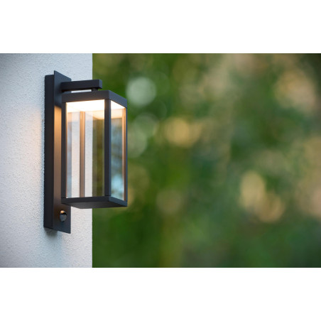 Lucide CLAIRETTE - Applique murale Intérieur/Extérieur - LED - 1x13W 3000K - IP54- Détecteur De Mouvement & Jour/Nuit -