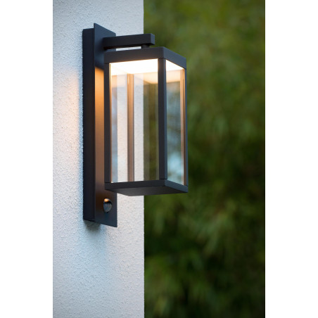 Lucide CLAIRETTE - Applique murale Intérieur/Extérieur - LED - 1x13W 3000K - IP54- Détecteur De Mouvement & Jour/Nuit -