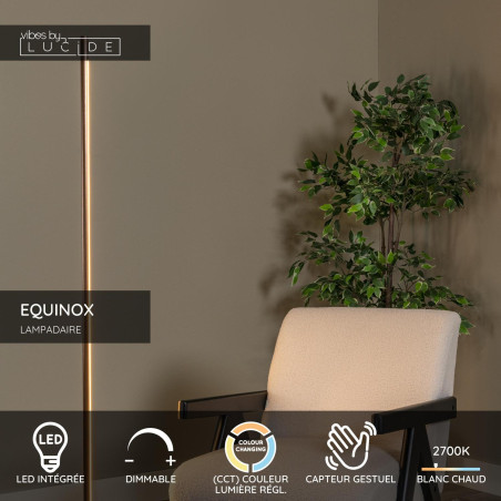 Lucide EQUINOX - Lampadaire - LED Dim. - CCT - 1x26W 2700K/4000K - Détecteur à balayage manuel - Café - Vibes