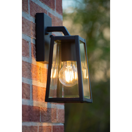 Lucide MATSLOT - Applique murale Intérieur/Extérieur - 1xE27 - IP23 - Noir - L 14,2 x P 13 x H 24,6 cm