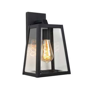 Lucide MATSLOT - Applique murale Intérieur/Extérieur - 1xE27 - IP23 - Noir - L 18 x P 16,5 x H 30,5 cm