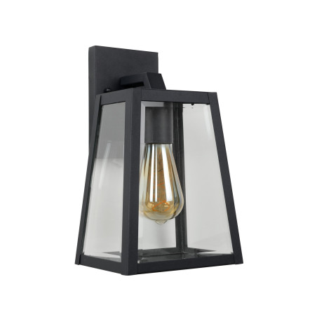Lucide MATSLOT - Applique murale Intérieur/Extérieur - 1xE27 - IP23 - Noir - L 18 x P 16,5 x H 30,5 cm