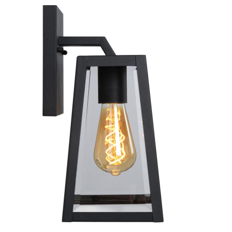 Lucide MATSLOT - Applique murale Intérieur/Extérieur - 1xE27 - IP23 - Noir - L 18 x P 16,5 x H 30,5 cm