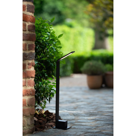 Lucide LAWFORD - Borne extérieur - LED - 1x6W 3000K - IP54 - Noir - L 15 x P 9,5 x H 60 cm