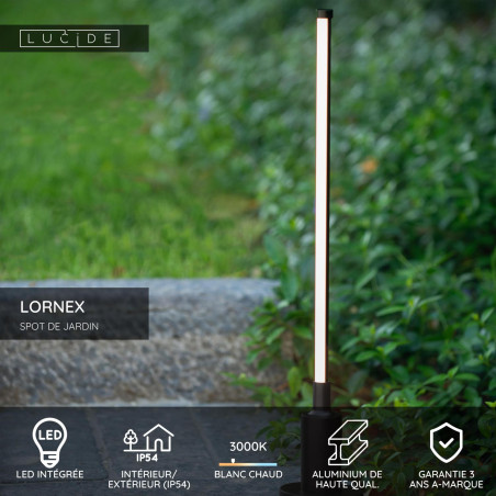 Lucide LORNEX - Spot de jardin - LED - 1x6W 3000K - IP54 - Noir
