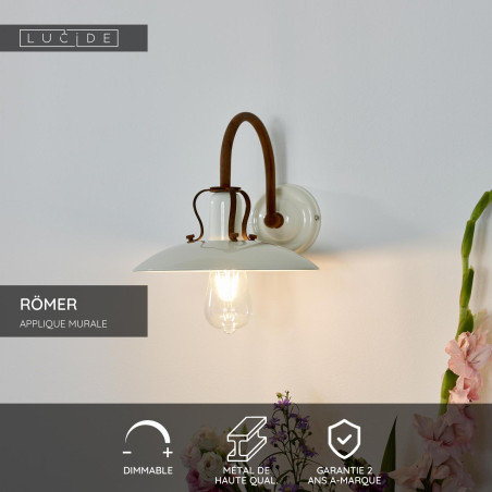 Lucide RÖMER - Applique murale - 1xE27 - Crème