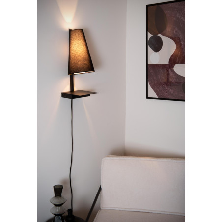 Lucide GREGORY - Lampe de chevet / Applique mural - 1xE27 - Point de rechargement USB - Noir