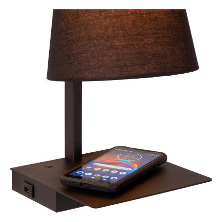 Lucide GREGORY - Lampe de chevet / Applique mural - 1xE27 - Point de rechargement USB - Noir