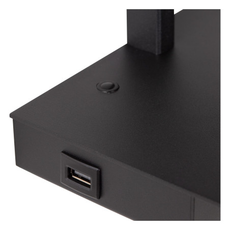 Lucide GREGORY - Lampe de chevet / Applique mural - 1xE27 - Point de rechargement USB - Noir