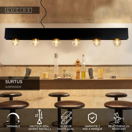 Lucide SURTUS - Suspension - 6xE27 - Noir