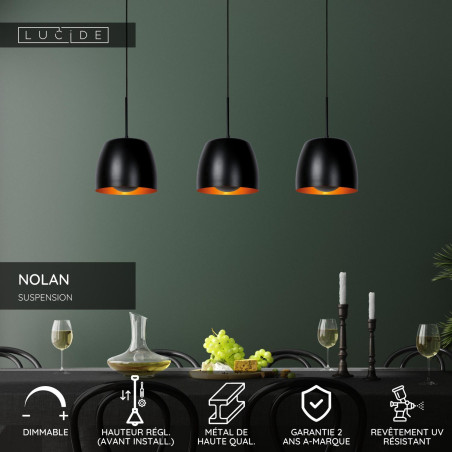 Lucide NOLAN - Suspension - 3xE27 - Noir