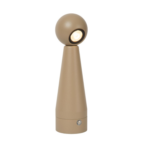 Lucide IPSOS - Lampe de table Rechargeable - Batterie/Piles - LED Dim. - 1x3W 2700K - Taupe