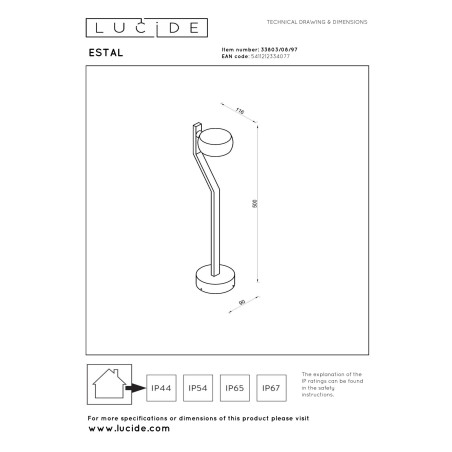 Lucide ESTAL - Borne extérieur - LED - 1x9W 2700K - IP54 - Rouille