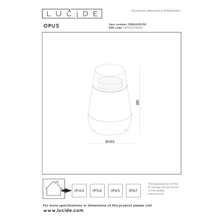 Lucide OPUS - Borne extérieur - LED - 1x9W 2700K - IP54 - Noir