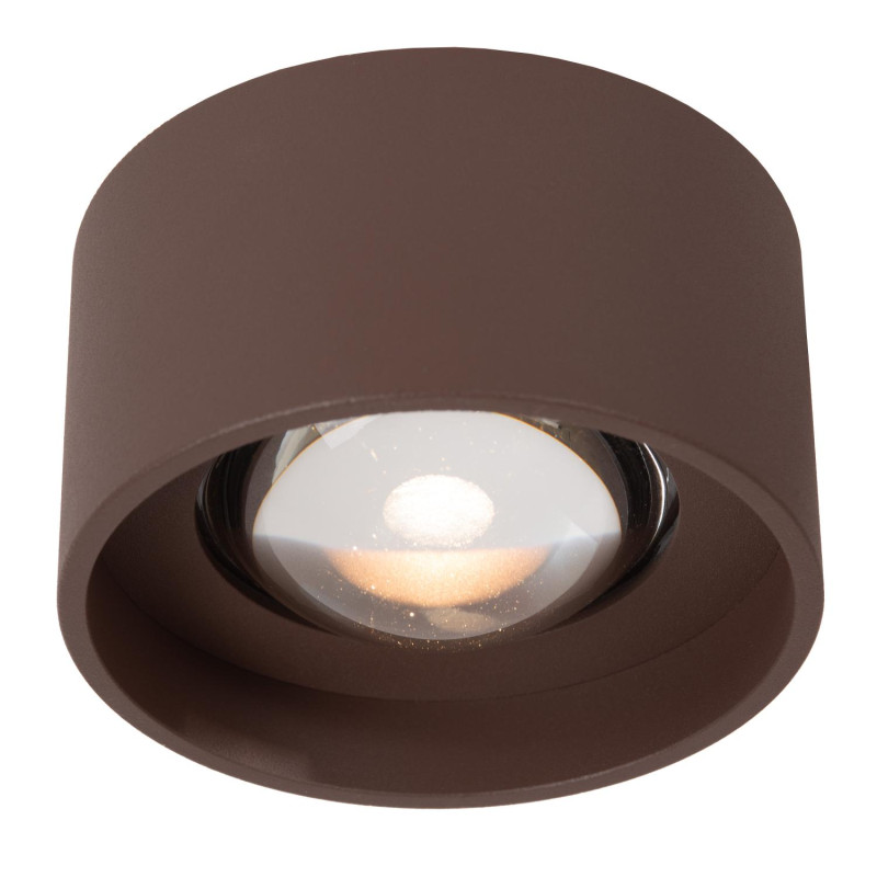 Lucide LENZ - Spot plafond Intérieur/Extérieur - Ø 11 cm - LED - 1x8W 2700K - IP54 - Rouille - Essential