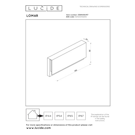 Lucide LOMAR - Applique murale Intérieur/Extérieur - LED - 1x10W 2700K - IP54 - Rouille - Essential