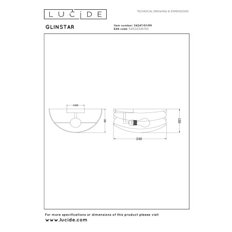 Lucide GLINSTAR - Applique murale - 1xE27 - Multicolor
