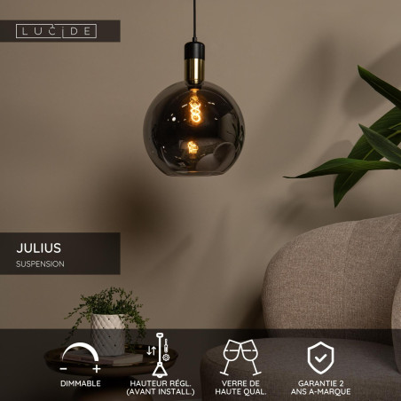 Lucide JULIUS - Suspension - Ø 40 cm - 1xE27 - Fumé