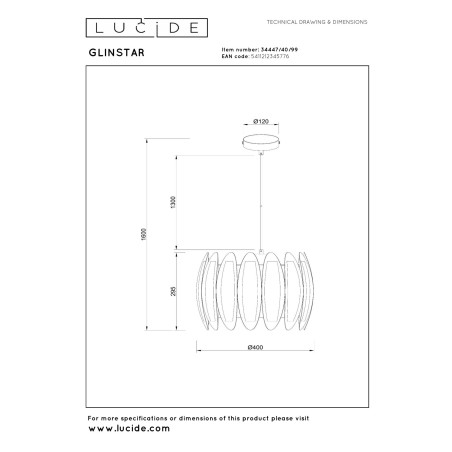 Lucide GLINSTAR - Suspension - Ø 40 cm - 1xE27 - Multicolor