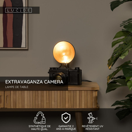 Lucide EXTRAVAGANZA CAMERA - Lampe de table - 1xE14 - Noir