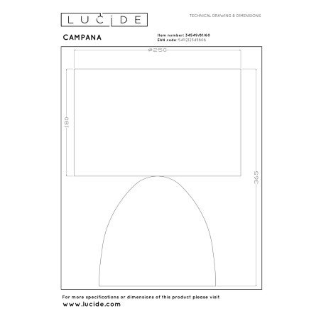 Lucide CAMPANA - Lampe de table - 1xE27 - Transparent - L 25 x P 25 x H 36,5 cm
