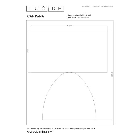 Lucide CAMPANA - Lampe de table - 1xE27 - Transparent - L 40 x P 40 x H 52,9 cm