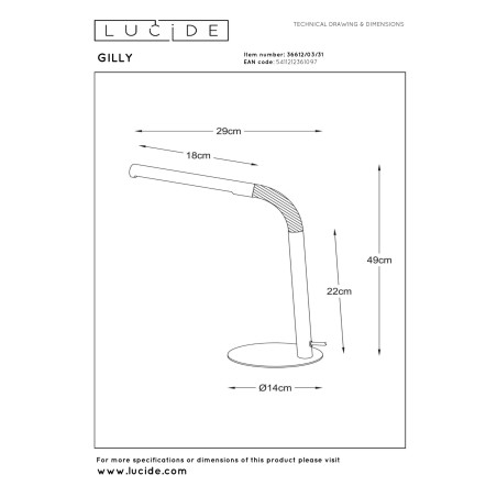 Lucide GILLY - Lampe de bureau - LED - 1x5W 2700K - Blanc