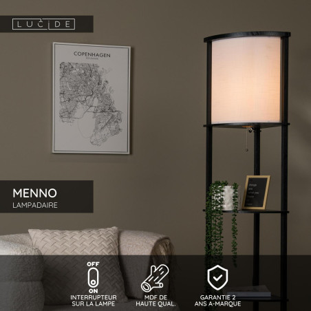 Lucide MENNO - Lampadaire - 1xE27 - Noir
