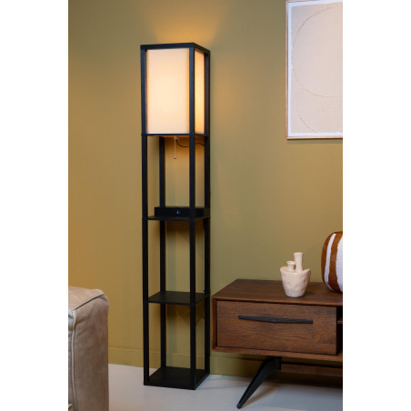 Lucide MENNO - Lampadaire - 1xE27 - Avec chargeur sans fil - Noir