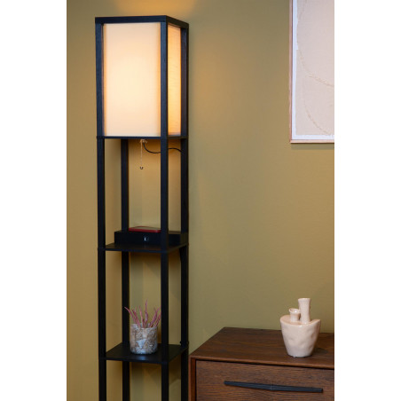 Lucide MENNO - Lampadaire - 1xE27 - Avec chargeur sans fil - Noir