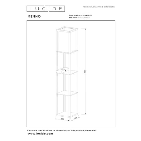 Lucide MENNO - Lampadaire - 1xE27 - Avec chargeur sans fil - Noir