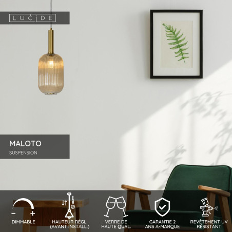 Lucide MALOTO - Suspension - Ø 20 cm - 1xE27 - Ambre