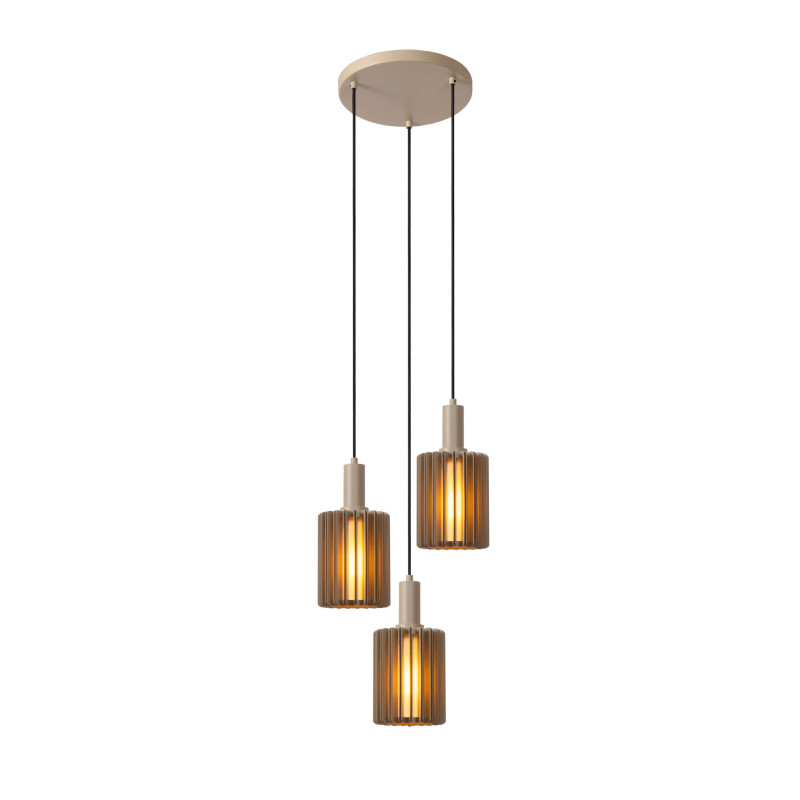 Lucide LAMBRES - Suspension - 3xE27 - Taupe