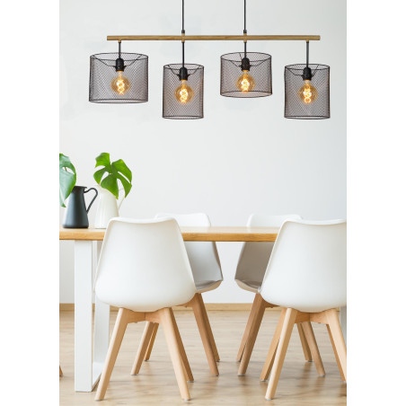 Lucide BASKETT - Suspension - 4xE27 - Noir