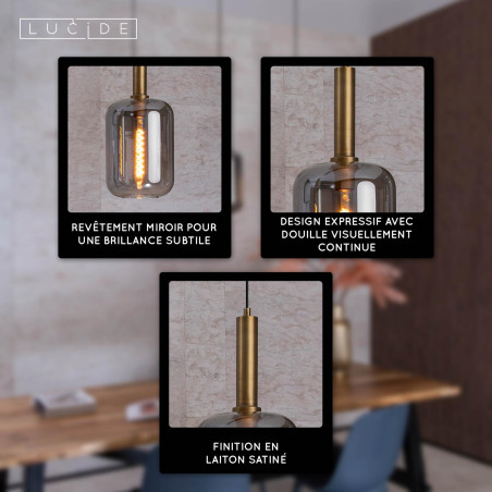 Lucide JOANET - Suspension - 3xE27 - Fumé