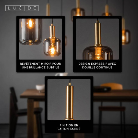 Lucide JOANET - Suspension - 2xE27 - Fumé